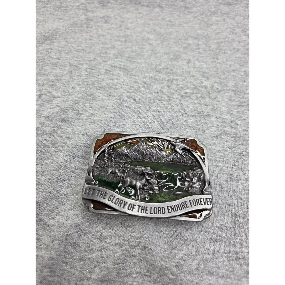 1983 Siskiyou Glory of the Lord Religious Enamel Belt Buckle